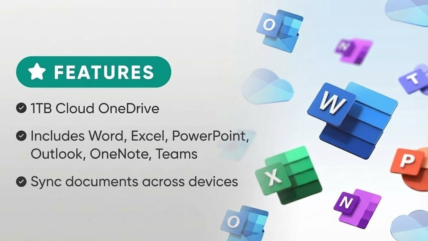 Microsoft 365 (Office 365) - 1 Year 1TB - Official personal upgrade 2